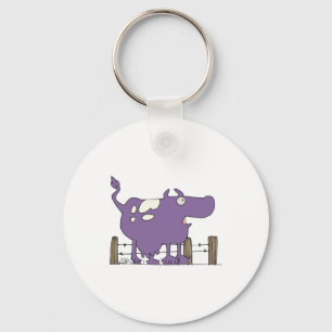 Silly Purple COw Key Ring