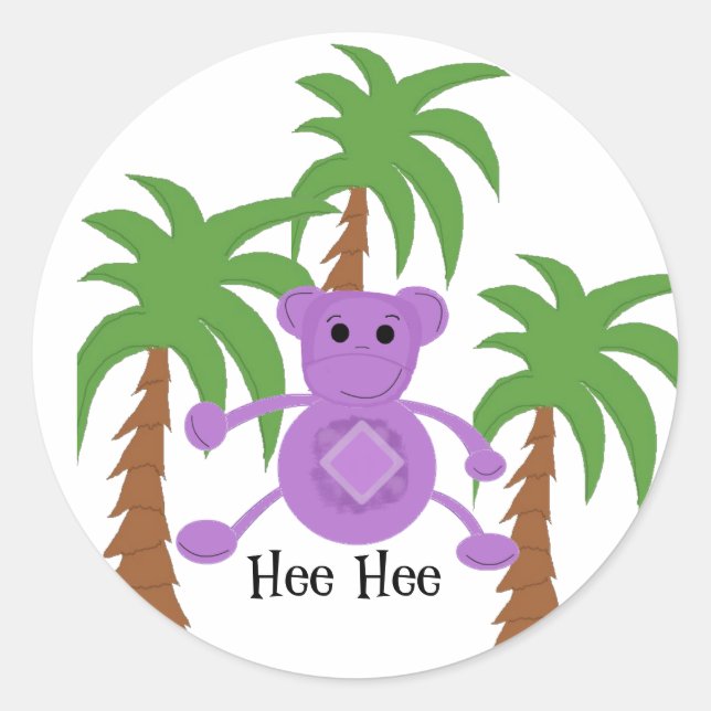 Silly Purple Monkey Classic Round Sticker (Front)