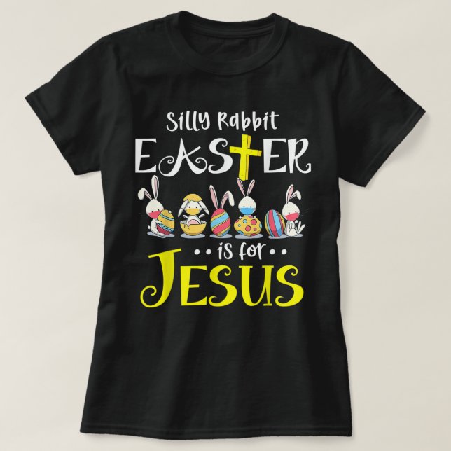 Silly Rabbit Easter Is for Jesus Bunny Face Mask Q T-Shirt (Design Front)