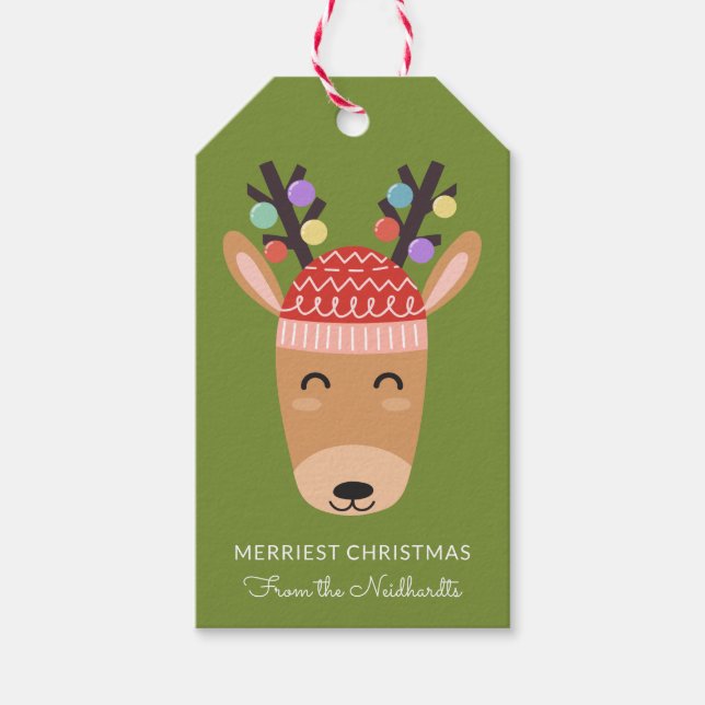 Silly Reindeer Holiday Gift Tags (Front)
