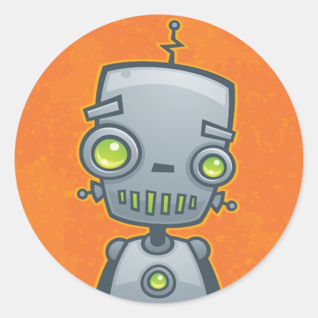 Silly Robot Classic Round Sticker (Front)
