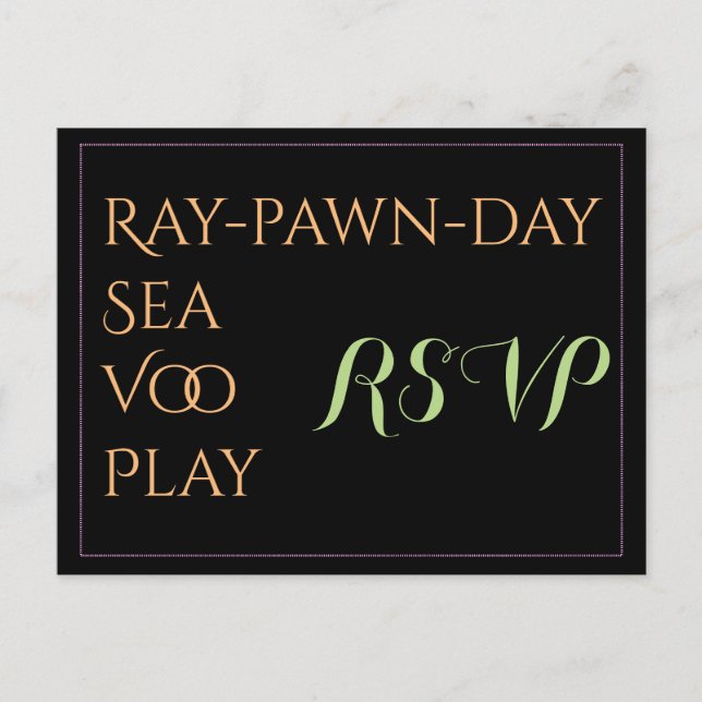 Silly RSVP Pronounced RSVP Card (Front)