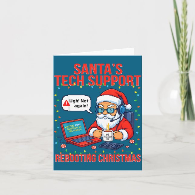 Silly Santa Rebooting Support Engineer s Tech Card (Front)