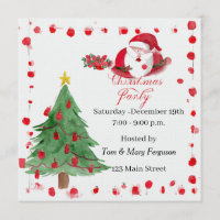 Silly Santa Watercolor Christmas Party Invitation