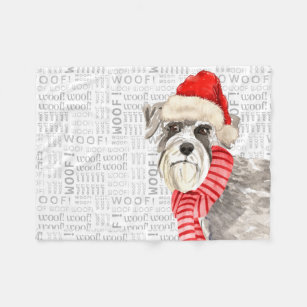 Silly Schnauzer Dog Christmas Holiday Fleece Blanket