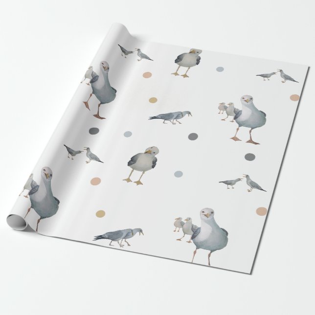 Silly Seagulls gift wrap (Unrolled)