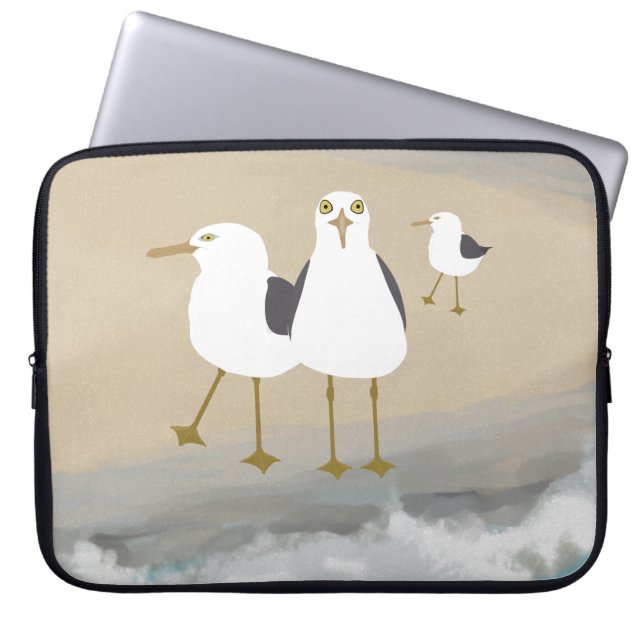 Silly Seagulls Neoprene Laptop Sleeve 15 inch (Front)