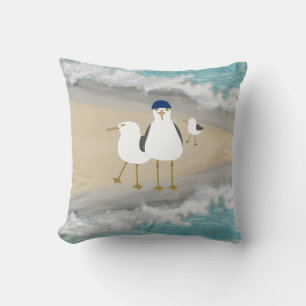 Silly Seagulls Throw Pillow