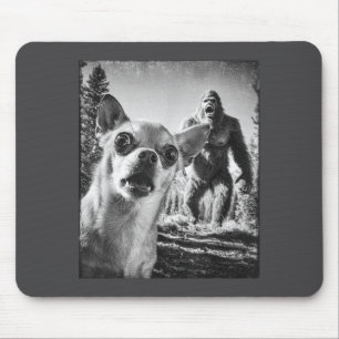 Silly Selfie Cryptid Chihuahua Humor Sasquatch Big Mouse Pad