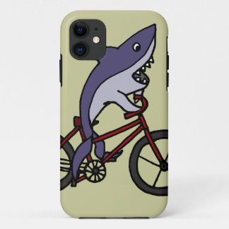 Silly Shark Riding Bicycle Cartoon iPhone 11 Case