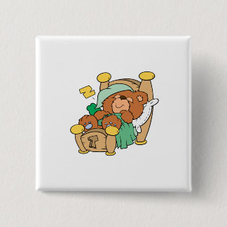 silly sleeping teddy bear design 15 cm square badge