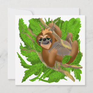 Silly Sloth Relaxing In A Tree Holiday Card