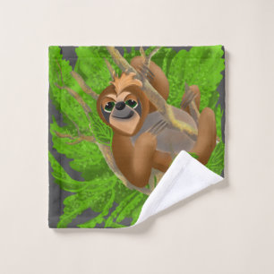 Silly Sloth Relaxing In A Tree Wash Cloth