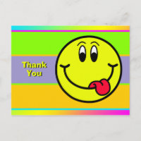 Silly Smiling Face Emoji Thank You Postcard