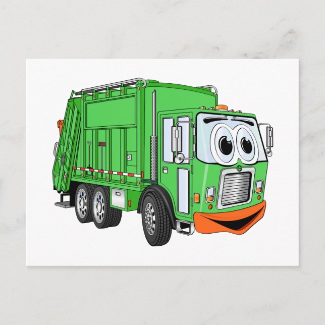 Silly Smiling Garbage Truck Cartoon Postcard (Front)