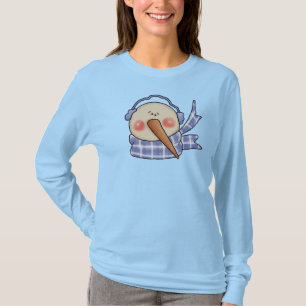 Silly Snowman With Blue Checked Scarf Shirt