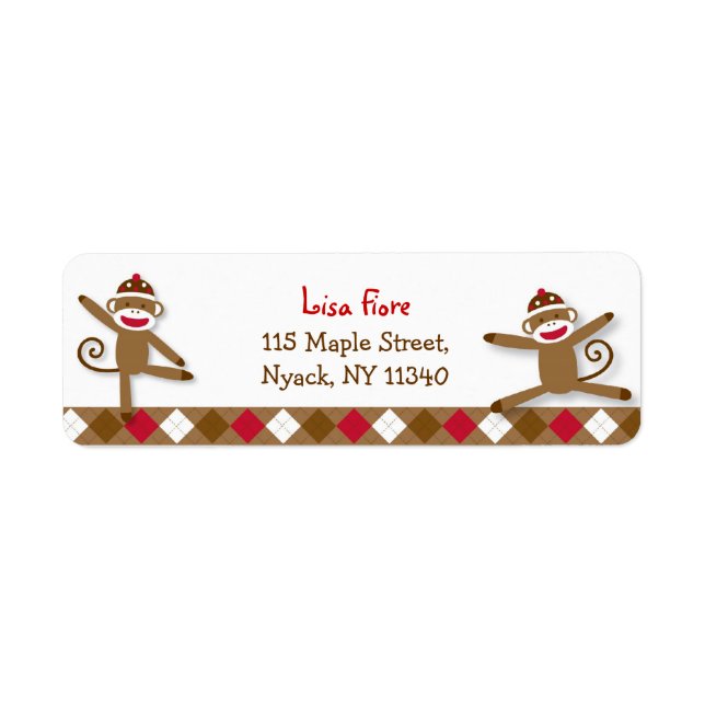 Silly Sock Monkey Baby Shower Address Labels (Front)