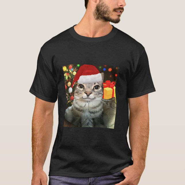 Silly Staring Cat Meme T-Shirt (Front)