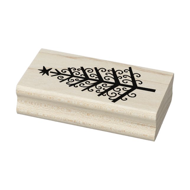 Silly Stylised Christmas Tree Wood Rubber Stamp (Stamp)