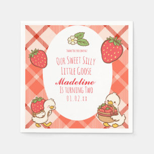 Silly Sweet Goose Strawberries Birthday Napkin