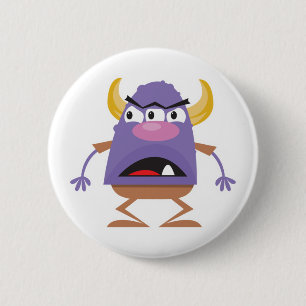 silly three-eyed ogre monster 6 cm round badge