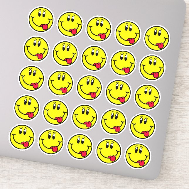 Silly Tongue Out Smiling Face Emoji Stickers (Detail)