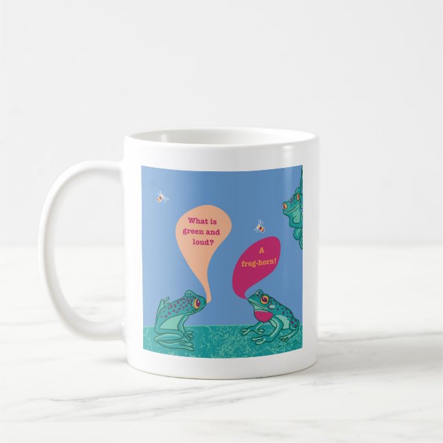 Silly Tree Frogs - Blue & Green Coffee Mug (Left)