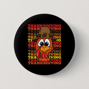 Silly Turkey Face Thanksgiving Day Funny Bird Fall 6 Cm Round Badge