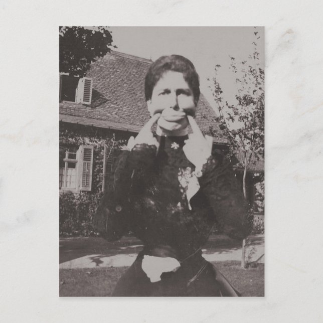 Silly Victorian Era Photo Woman Making Funny Face Postcard (Front)