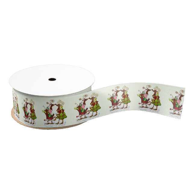 Silly Whimsey Christmas Mooks 1.3 ONLY Grosgrain Ribbon (Spool)