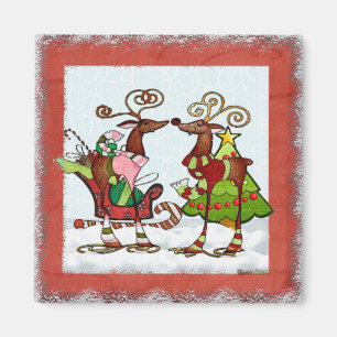 Silly Whimsey Christmas Mooks Magnet