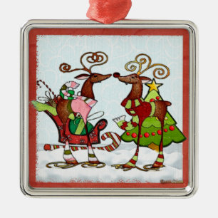 Silly Whimsey Christmas Mooks Metal Tree Decoration