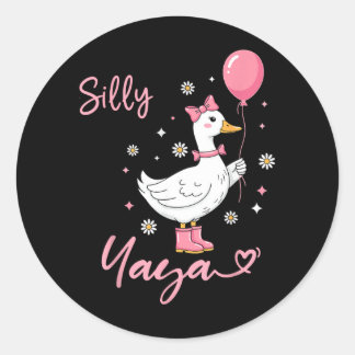 Silly Yaya Cute Goose Grandmother Family Matching Classic Round Sticker