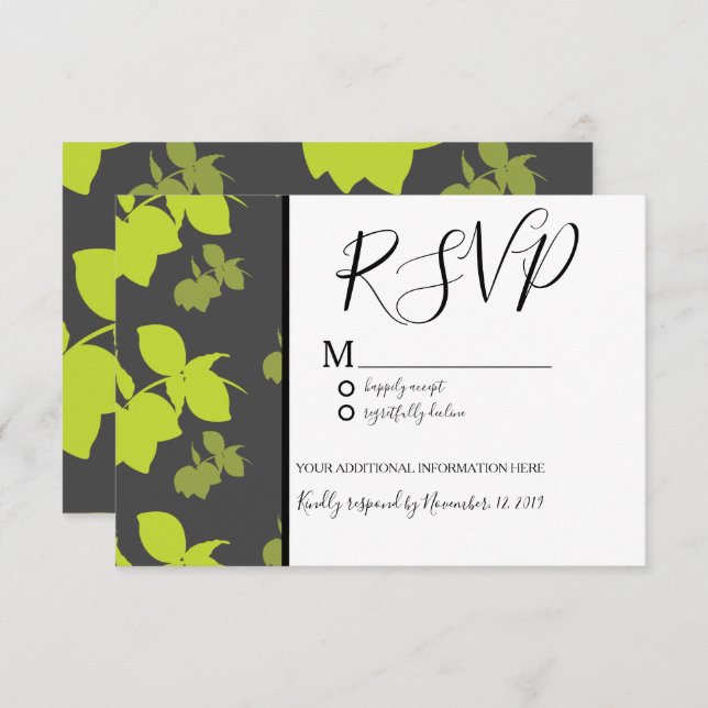 Silo Lemon Lime Seamless Grey Pattern Wedding Invitation (Front/Back)