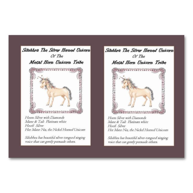 Silubhra The Silver-Horned Unicorn Trading Card (Front)