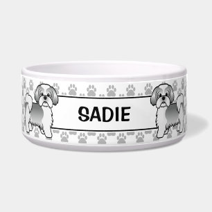 Silve And White Shih Tzu Cute Dog With Paws & Name