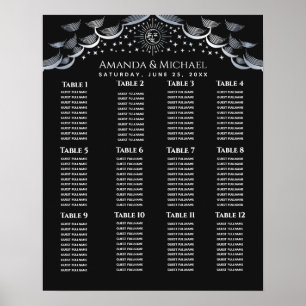 Silve Sun & Moon Tarot Card Wedding Seating Chart
