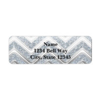 Silve & White Glitter Glam Party Address Label