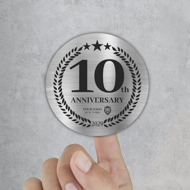 Silver 10th Anniversary Business Logo Sticker (Silver 10th Anniversary Business Logo Sticker
)