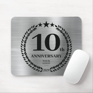 Silver 10th Business Anniversary Mouse Pad