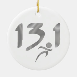 Silver 13.1 half-marathon ceramic tree decoration