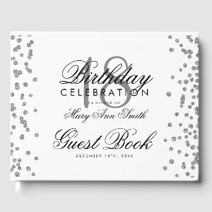 Silver 18th Birthday Party Glitter Confetti White Guest Book