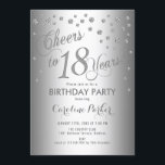 Silver 18th Birthday Party Invitation<br><div class="desc">18th Birthday Party Invitation
Elegant design with faux glitter silver and foil effect. Sparkly glitter diamonds confetti and stylish script font invite card. Cheers to 18 Years! Please message me if you need further customisation.</div>