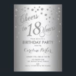 Silver 18th Birthday Party Invitation<br><div class="desc">18th Birthday Party Invitation
Elegant design with faux glitter silver and foil effect. Sparkly glitter diamonds confetti and stylish script font invite card. Cheers to 18 Years! Please message me if you need further customisation.</div>