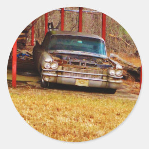 Silver 1963 Sadan Deville Classic Round Sticker