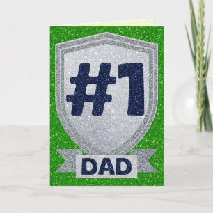 Silver #1 Dad Father's Day Glitter Card