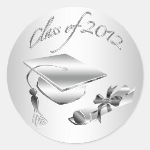 Silver 2012 Graduation Cap & Diploma Seals