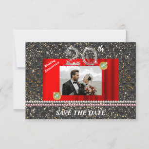 Silver 20th Wedding Anniversary Black Woven Pearls Invitation