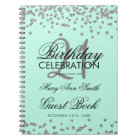 Silver 21st Birthday Guest Book Confetti Mint