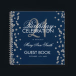 Silver 21st Birthday Guestbook Confetti Navy Blue Notebook<br><div class="desc">An elegant 21st Birthday Party Guest Book template with Silver Glitter Confetti on Navy Blue design and easy to customise text.</div>
